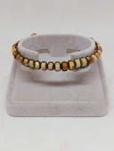 Jasper Taşı Rondela Kesim Makrome Tasarım Unisex Bileklik (49342) thumbnail 4