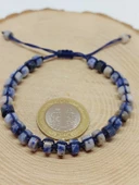 Sodalit Taşı Rondela Kesim Makrome Tasarım Unisex Bileklik (49354) thumbnail 3