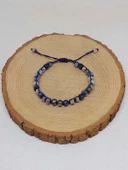 Sodalit Taşı Rondela Kesim Makrome Tasarım Unisex Bileklik (49354) thumbnail 5