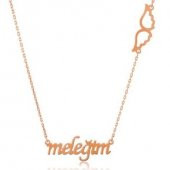 Meleğim Yazılı Rosegold Gümüş Kolye thumbnail 1