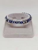 Sodalit Taşı Rondela Kesim Makrome Tasarım Unisex Bileklik (49354) thumbnail 4