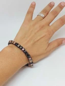 Rodonit Taşı Rondela Kesim Makrome Tasarım Unisex Bileklik (49346) thumbnail 2