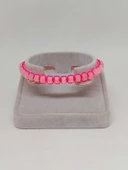 Pembe Kuvars Taşı Rondela Kesim Makrome Tasarım Unisex Bileklik (49358) thumbnail 4