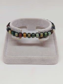 Akik Taşı Rondela Kesim Makrome Tasarım Unisex Bileklik (49344) thumbnail 4