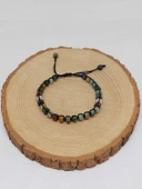 Akik Taşı Rondela Kesim Makrome Tasarım Unisex Bileklik (49344) thumbnail 5