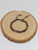 Rodonit Taşı Rondela Kesim Makrome Tasarım Unisex Bileklik (49346) thumbnail 5