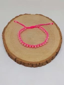 Pembe Kuvars Taşı Rondela Kesim Makrome Tasarım Unisex Bileklik (49358) thumbnail 5