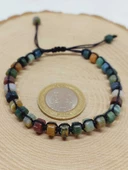 Akik Taşı Rondela Kesim Makrome Tasarım Unisex Bileklik (49344) thumbnail 3