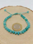 Amazonit Taşı Rondela Kesim Makrome Tasarım Unisex Bileklik (49350) thumbnail 3