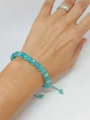 Amazonit Taşı Rondela Kesim Makrome Tasarım Unisex Bileklik (49350) thumbnail 2