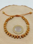 Akik Taşı Rondela Kesim Makrome Tasarım Unisex Bileklik (49352) thumbnail 3