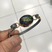 Oval Mistik Topaz El Üretim Otantik Gümüş Bilezik Bileklik - 3