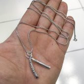60 cm Tilki Kuyruğu Zincir Ustura Gümüş Kolye thumbnail 3