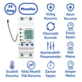 Tomzn Hiking Sıcaklık Korumalı Voltaj ve Akım Koruma Rölesi 63A Dahili Kontaktör Elektrik Bekçisi thumbnail 1