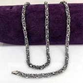 Yeni Tasarım İşlemeli 60 cm Kral Zinciri Gümüş Kolye thumbnail 2