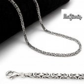 60 cm Kral Zinciri Köşeli Gümüş Erkek Zincir thumbnail 2
