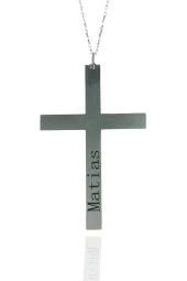 İsimli İsim Yazılı Büyük Boy Haç Cross Gümüş Kolye thumbnail 2