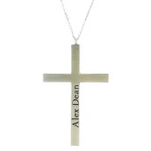 İsimli İsim Yazılı Büyük Boy Haç Cross Gümüş Kolye thumbnail 3