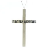 İsimli İsim Yazılı Büyük Boy Haç Cross Gümüş Kolye thumbnail 4