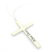 İsimli İsim Yazılı Büyük Boy Haç Cross Gümüş Kolye thumbnail 5