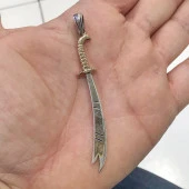 Büyük Zülfikar Hz.Ali Yazılı Gümüş Kolye Ucu Uç - 3