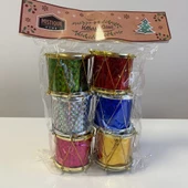 6 lı Davul Süsü 4 Cm Yılbaşı Ağacı Süsü - Mavi Su Dünyası - 1