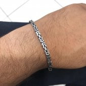 4 mm Köşeli Gümüş Kral Zinciri Bileklik - 3