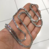 3 mm 65 cm 37 gr Köşeli Üst Kalite Kral Zinciri Gümüş Kolye thumbnail 2