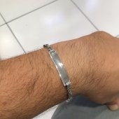 İsim Yazılı Künye Kral Zinciri Gümüş Bileklik - 3