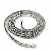 70 cm Tilki Kuyruğu Modeli Köşeli Gümüş Erkek Zinciri Zincir thumbnail 1