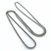 70 cm Tilki Kuyruğu Modeli Köşeli Gümüş Erkek Zinciri Zincir thumbnail 2