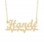 Kalp Ritmi Atışı İsimli Altın Renk 925 Gümüş Kolye thumbnail 1