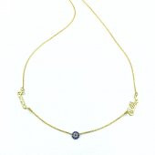 Altın Kaplama İki İsim Ortası Minik Nazar 925 Gümüş Kolye thumbnail 1