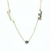 Altın Kaplama İki İsim Ortası Minik Nazar 925 Gümüş Kolye thumbnail 2