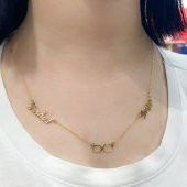 Sonsuzluk 2 İki İsimli altın Renk 925 Gümüş Kolye thumbnail 1