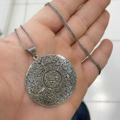 Ayetel Kürsi , Kün Fe Yekün Yazılı Dualı Madalyon Gümüş Kolye - 4