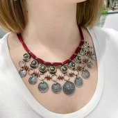 Osmanlı Gümüş Parası El Üretim Gerdanlık Küpe Gümüş Set - 1