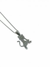 Taşsız Düz Yaramaz Kedi 925 Gümüş Kolye - 2