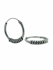 18 mm Oksitli Spor Taşsız Unisex 925 Gümüş Halka Küpe - 1