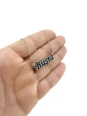 Siyah Mineli Dolgulu İsimli 925 Gümüş İsim Kolye thumbnail 3