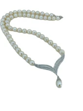 Suyolu Çok Şık Özel Tasarım Gerdanlık 925 Gümüş İnci Kolye thumbnail 3