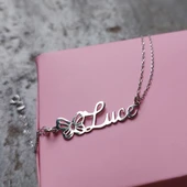 925 Ayar Gümüş Kişiye Özel İsimli Kelebek Bileklik thumbnail 4