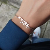 925 Ayar Gümüş Kişiye Özel İsimli Kelebek Bileklik thumbnail 3