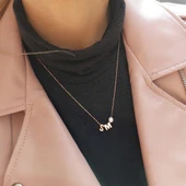 925 Ayar Gümüş Minimal İki Harfli İnci Kolye thumbnail 3