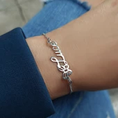 925 Ayar Gümüş Kişiye Özel İsimli Kelebek Bileklik thumbnail 5