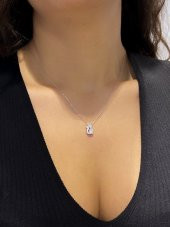 Sertifikalı Swarovski Taşlı Kedi 925 Gümüş Kolye - 2