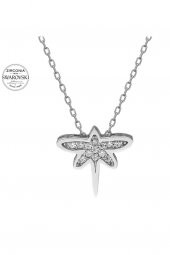 Sertifikalı Swarovski Taş Yusufçuk 925 Gümüş Kolye - 2