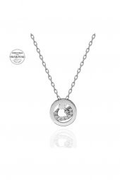 Sertifikalı Swarovski Taşlı Minik Vav Harf 925 Gümüş Kolye - 2