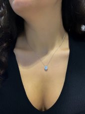 Swarovski Oval Taşlı Sertifikalı 925 Gümüş Kolye - 1