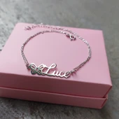 925 Ayar Gümüş Kişiye Özel İsimli Kelebek Bileklik thumbnail 2